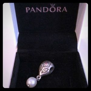 Flower charm with dangling pearl